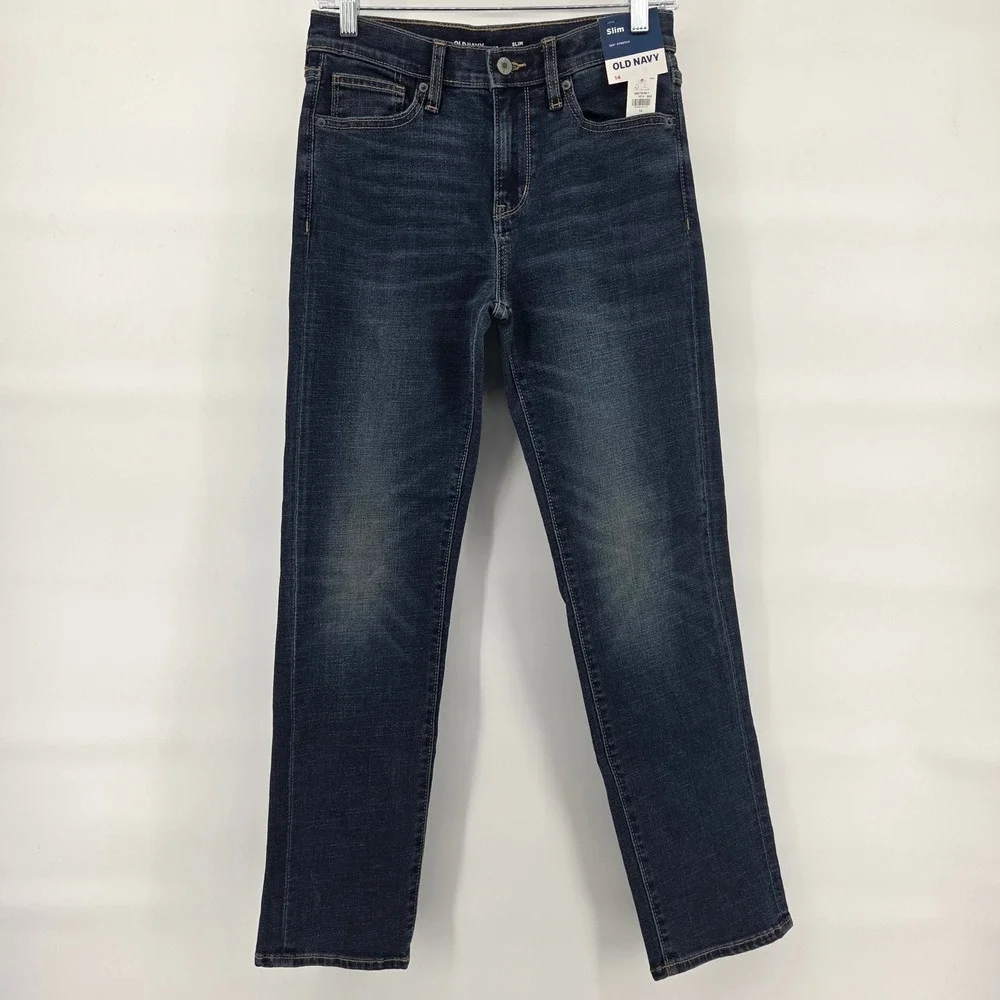 Old Navy‎ Kids Boys Jeans Size 14 Slim Built In Tough Dark Wash New